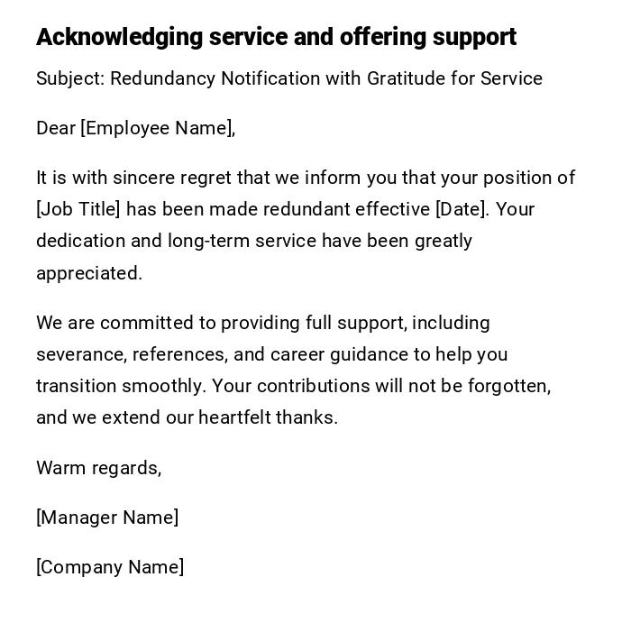 Acknowledging service and offering support Acknowledging service and offering support