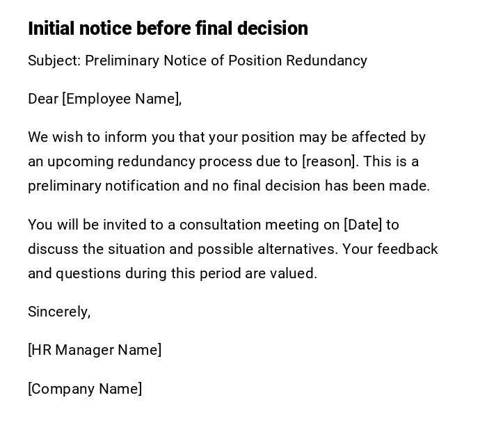Initial notice before final decision Initial notice before final decision