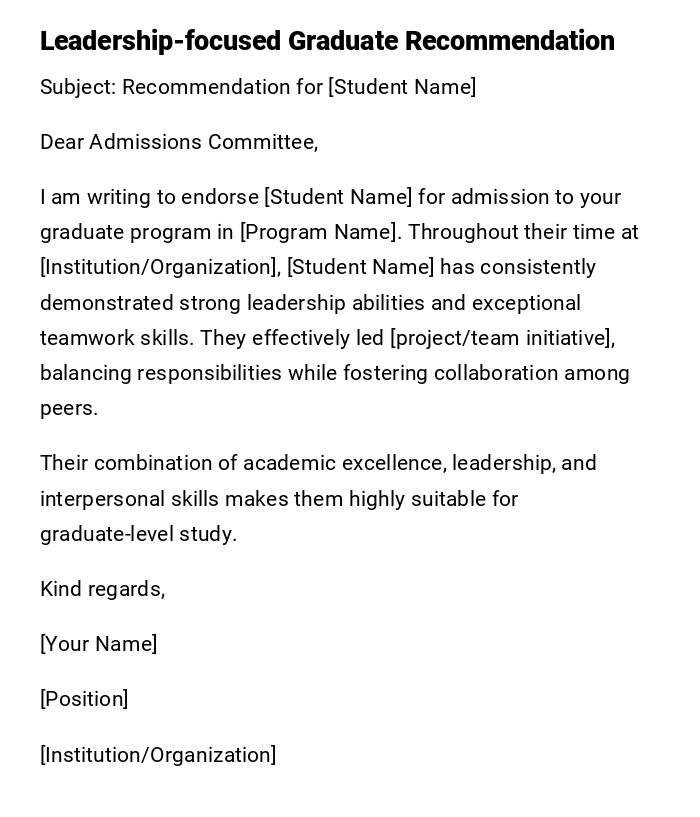 Leadership-focused Graduate Recommendation