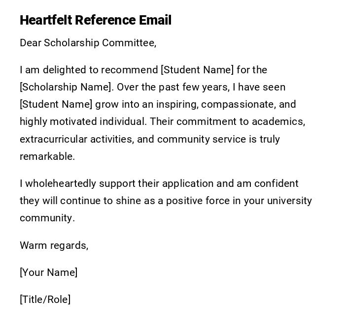 Heartfelt Reference Email Heartfelt Reference Email