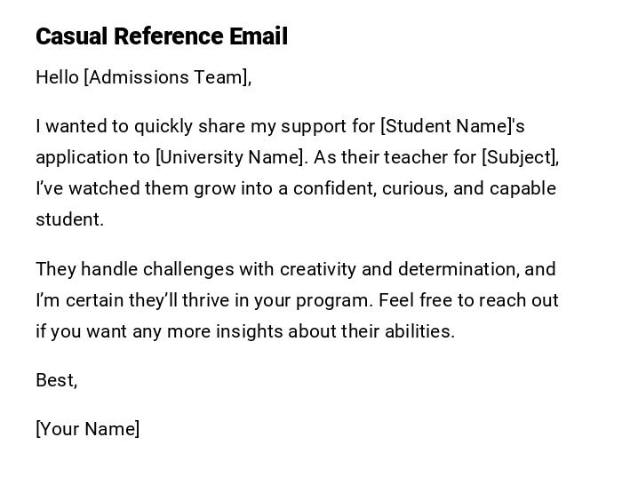 Casual Reference Email Casual Reference Email