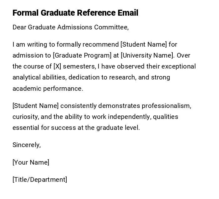 Formal Graduate Reference Email Formal Graduate Reference Email