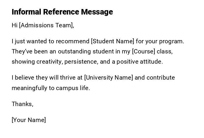 Informal Reference Message Informal Reference Message