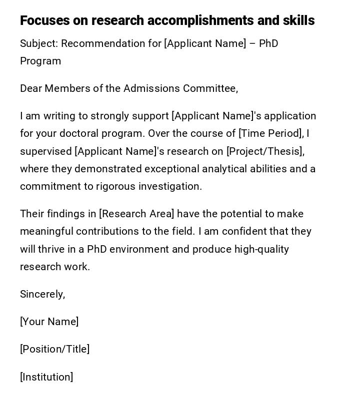 Focuses on research accomplishments and skills Focuses on research accomplishments and skills