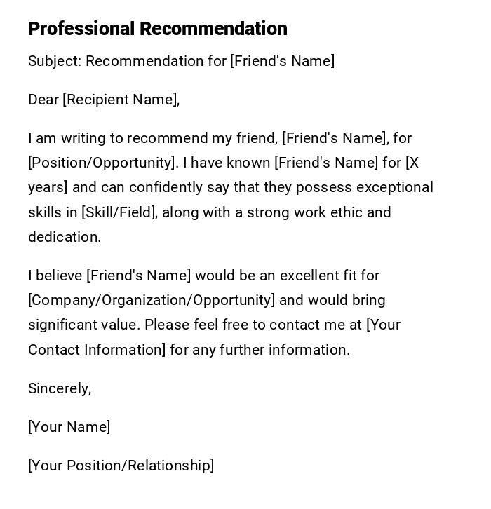 Professional Recommendation Professional Recommendation