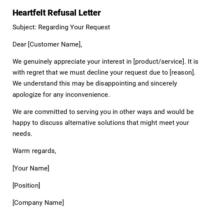 Heartfelt Refusal Letter Heartfelt Refusal Letter