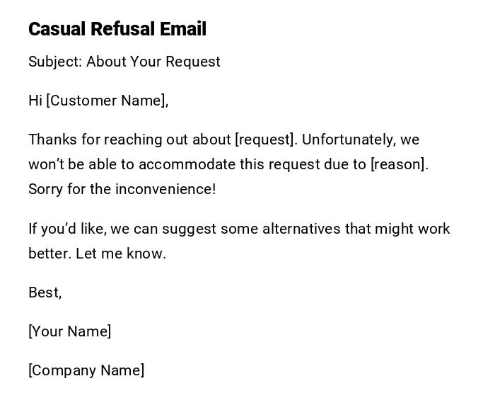 Casual Refusal Email Casual Refusal Email