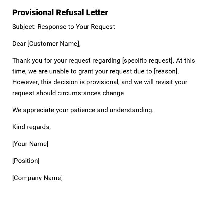 Provisional Refusal Letter Provisional Refusal Letter