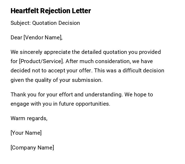 Heartfelt Rejection Letter Heartfelt Rejection Letter