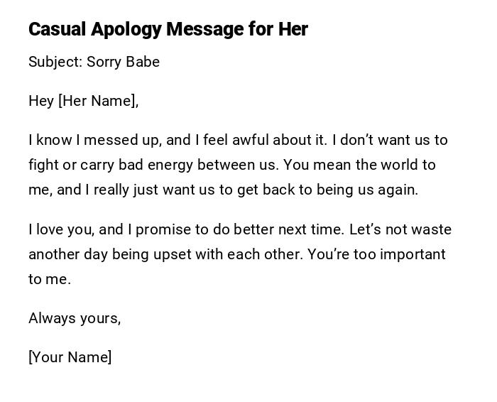 Casual Apology Message for Her
