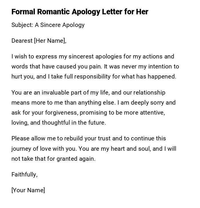 Formal Romantic Apology Letter for Her