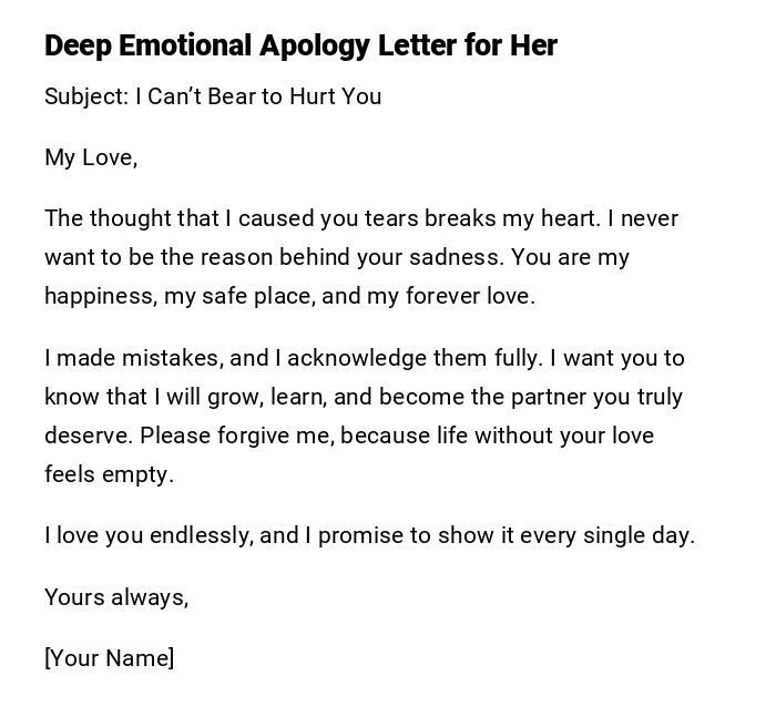 Deep Emotional Apology Letter for Her