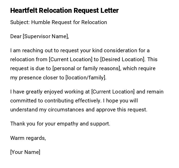 Heartfelt Relocation Request Letter Heartfelt Relocation Request Letter