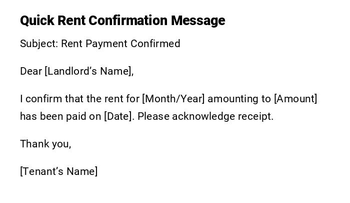 Quick Rent Confirmation Message