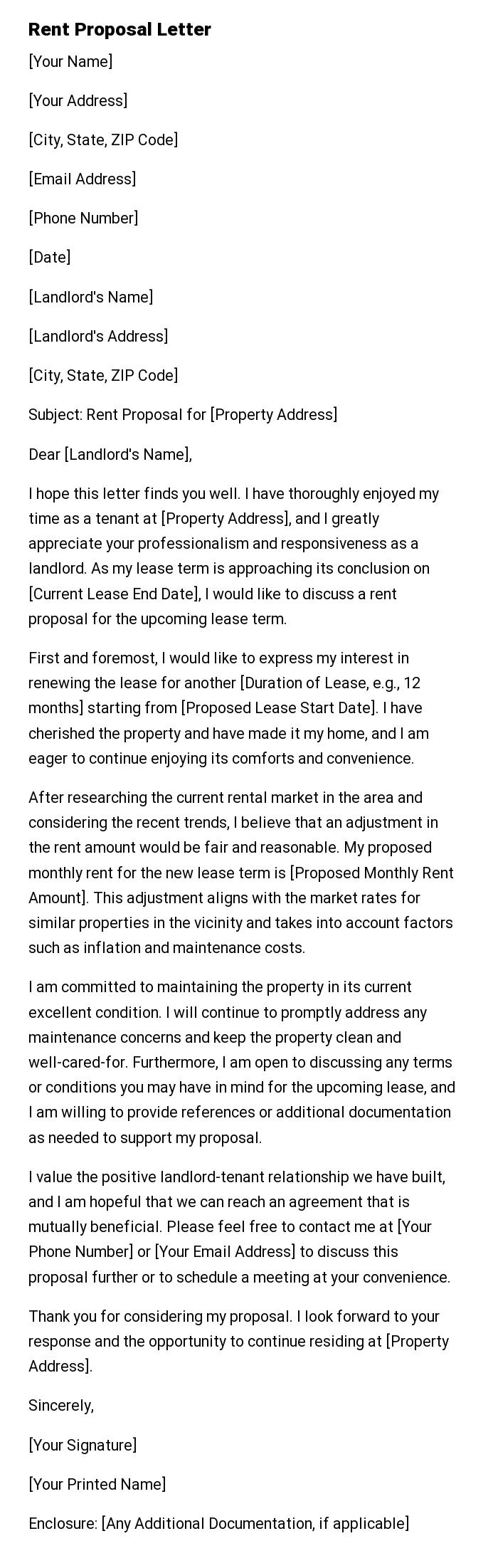Rent Proposal Letter