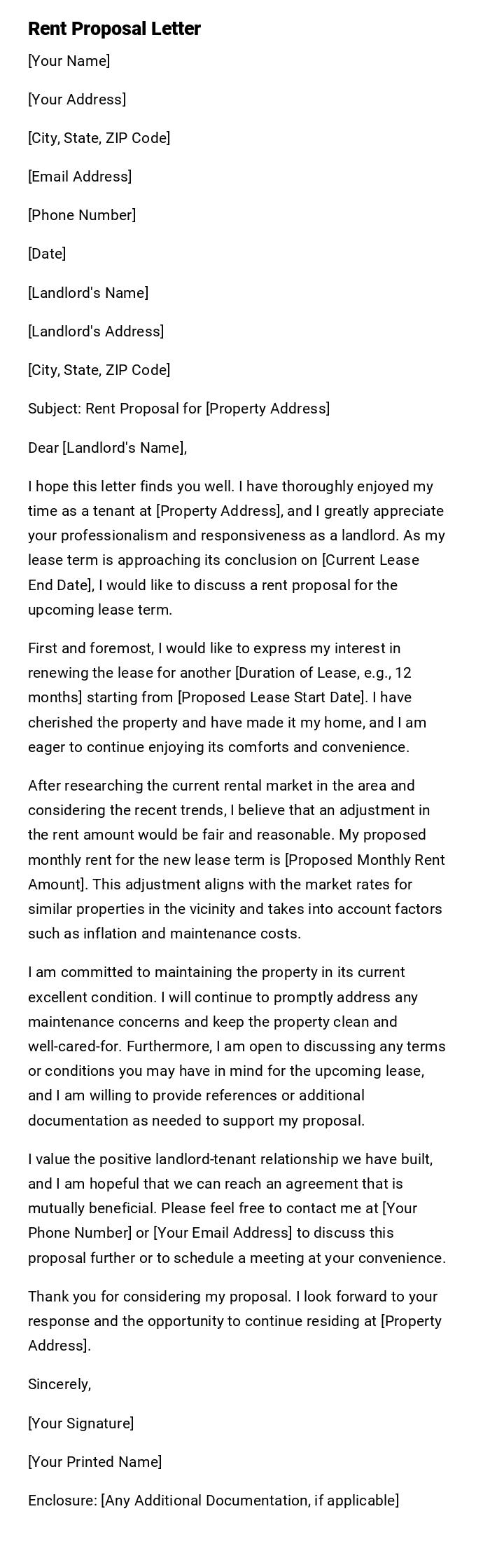 Rent Proposal Letter