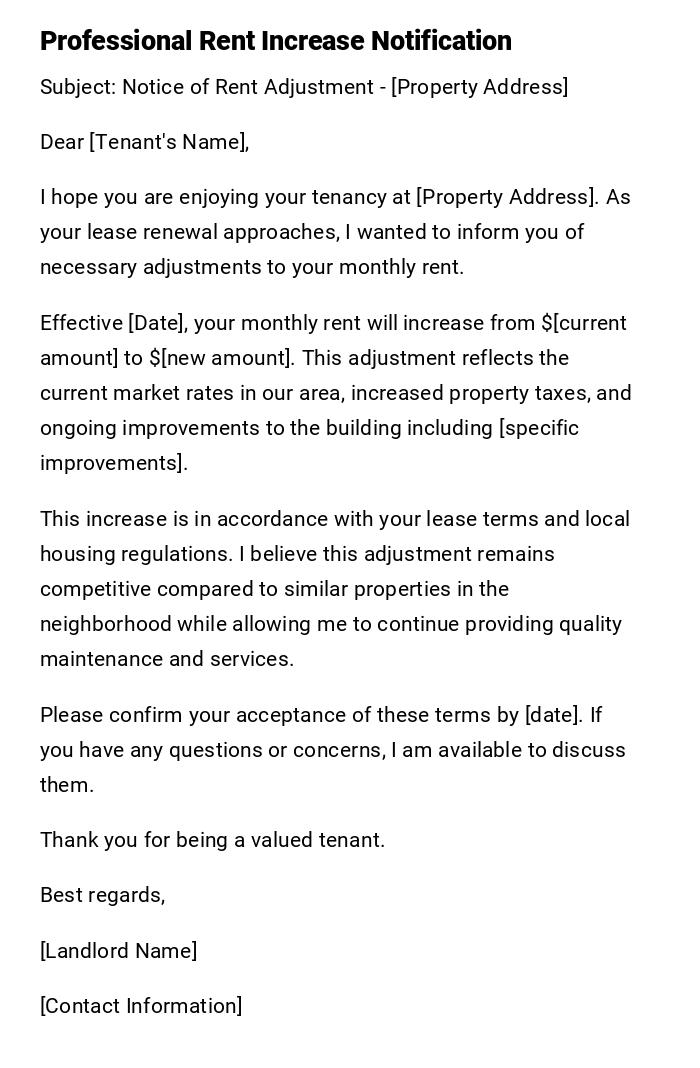Professional Rent Increase Notification Professional Rent Increase Notification