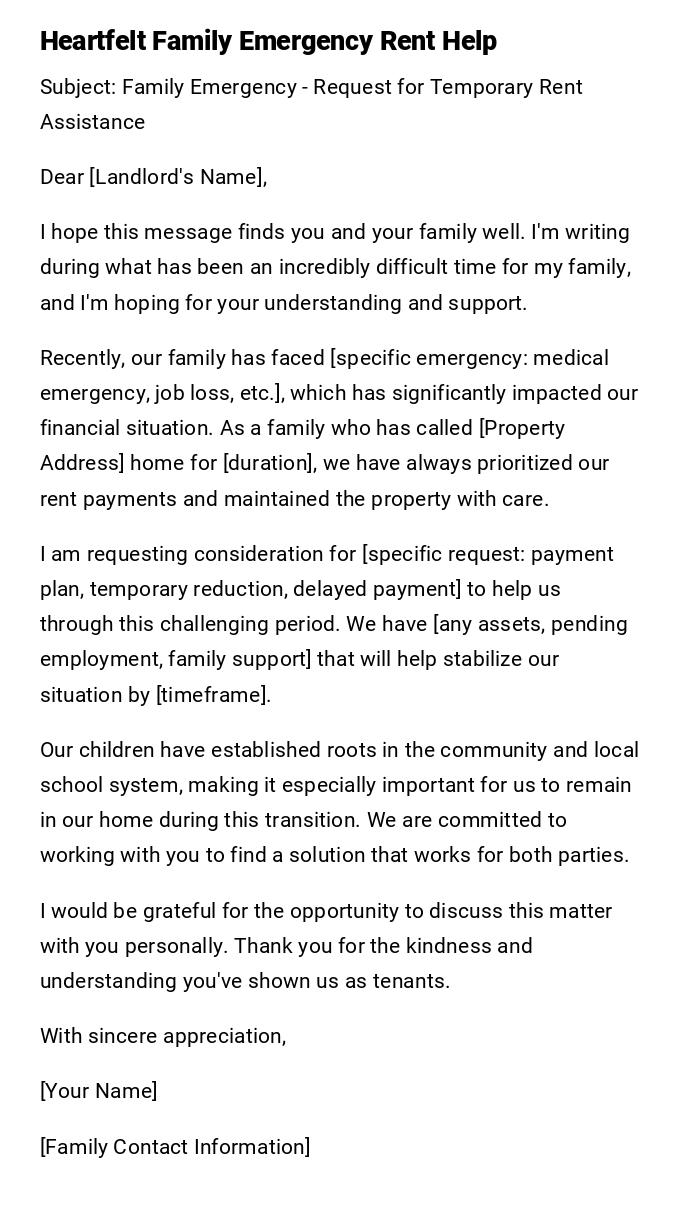 Heartfelt Family Emergency Rent Help Heartfelt Family Emergency Rent Help