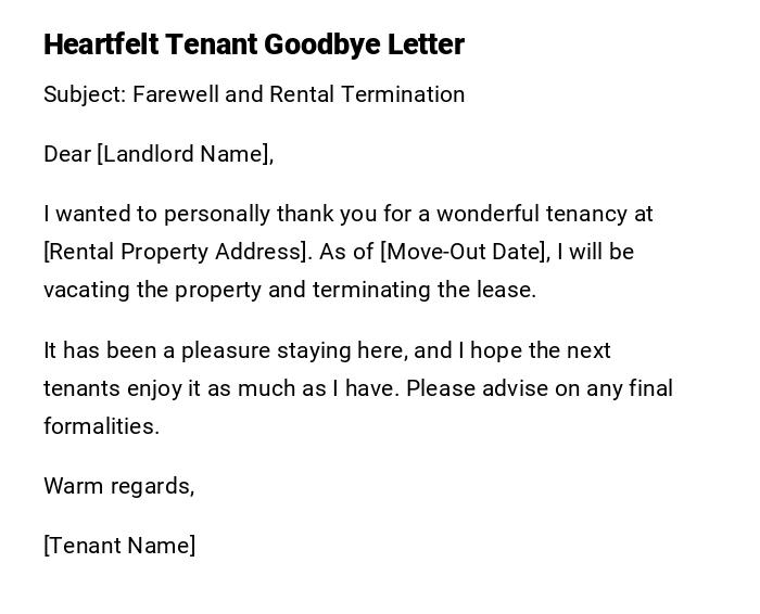 Heartfelt Tenant Goodbye Letter Heartfelt Tenant Goodbye Letter