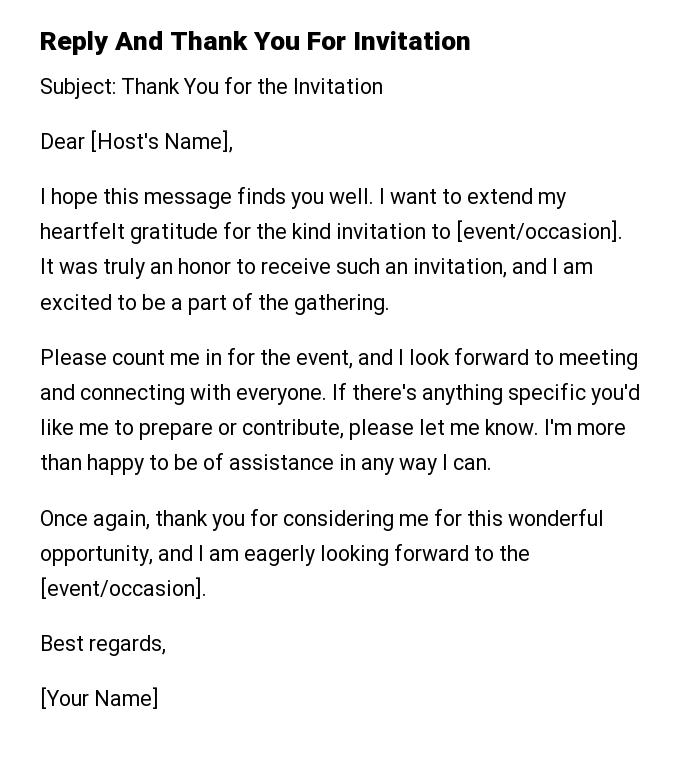 Reply And Thank You For Invitation