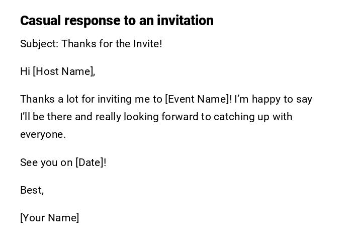 Casual response to an invitation Casual response to an invitation