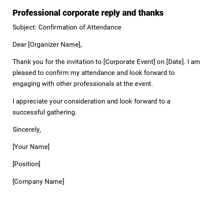 Professional corporate reply and thanks Professional corporate reply and thanks