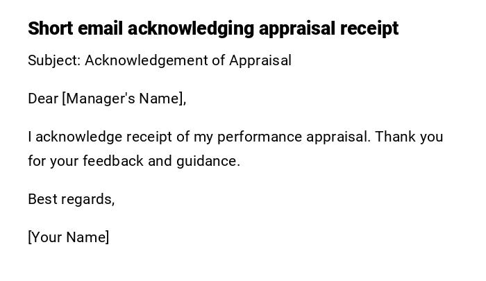 Short email acknowledging appraisal receipt Short email acknowledging appraisal receipt