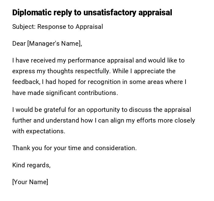 Diplomatic reply to unsatisfactory appraisal Diplomatic reply to unsatisfactory appraisal