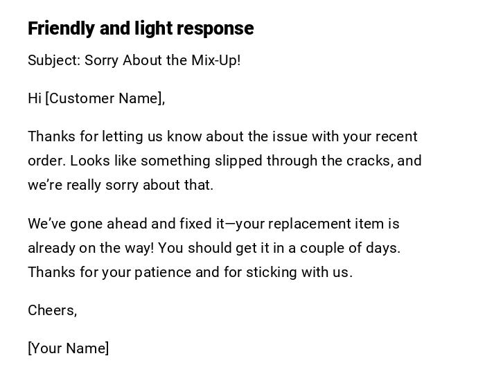Friendly and light response