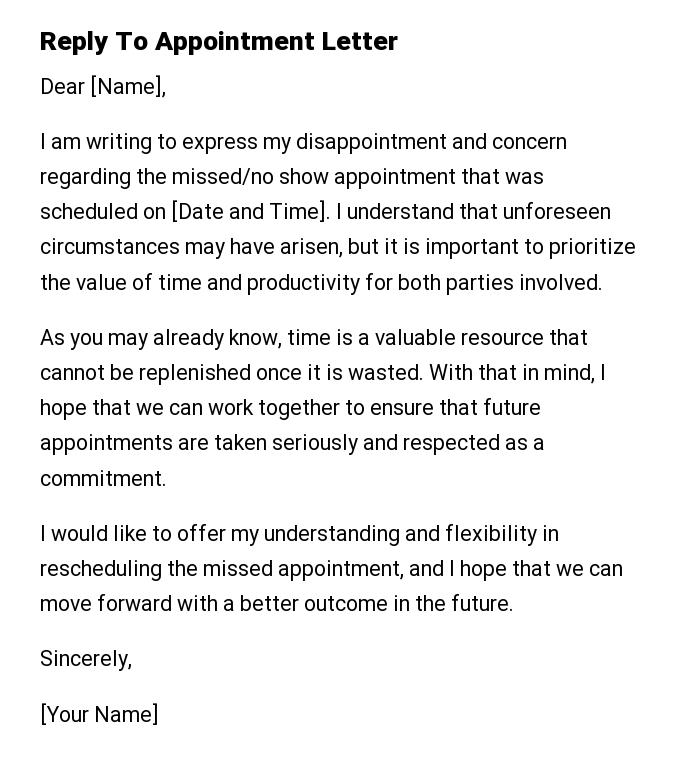 Reply To Appointment Letter