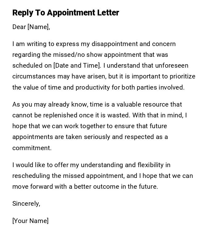 Reply To Appointment Letter