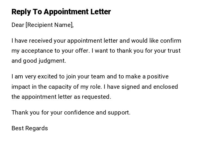 Reply To Appointment Letter