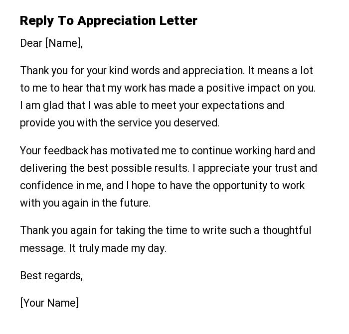Reply To Appreciation Letter