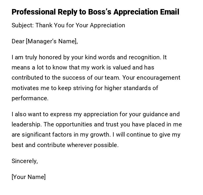 Professional Reply to Boss’s Appreciation Email Professional Reply to Boss’s Appreciation Email