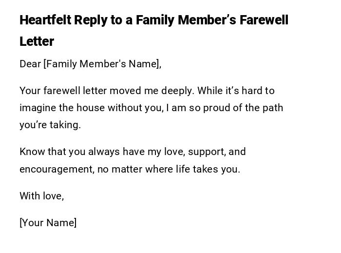Heartfelt Reply to a Family Member’s Farewell Letter