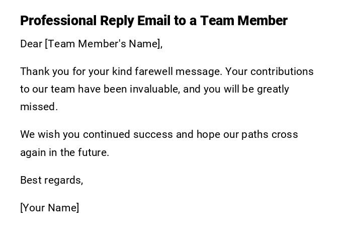 Professional Reply Email to a Team Member