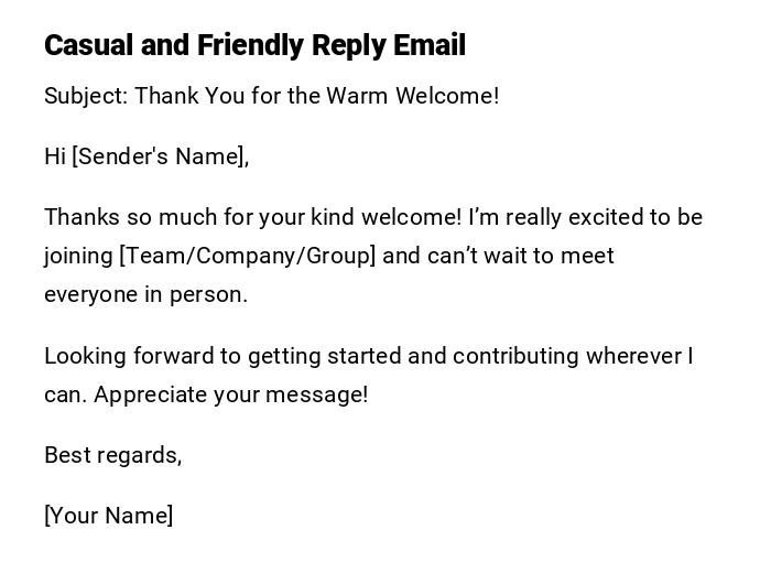 Casual and Friendly Reply Email Casual and Friendly Reply Email