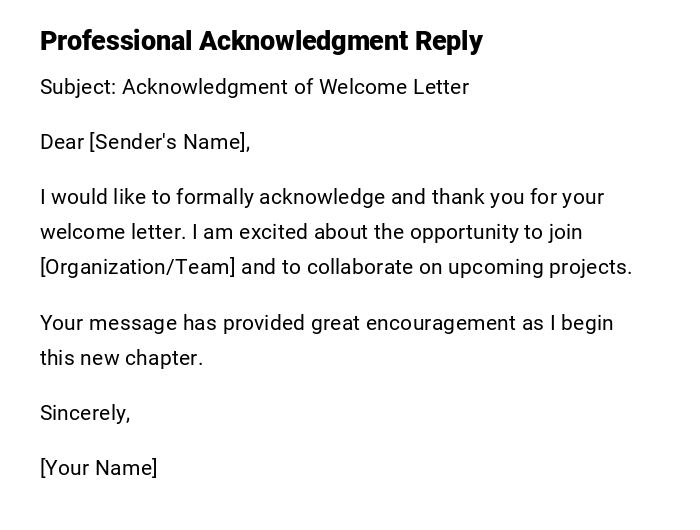 Professional Acknowledgment Reply Professional Acknowledgment Reply