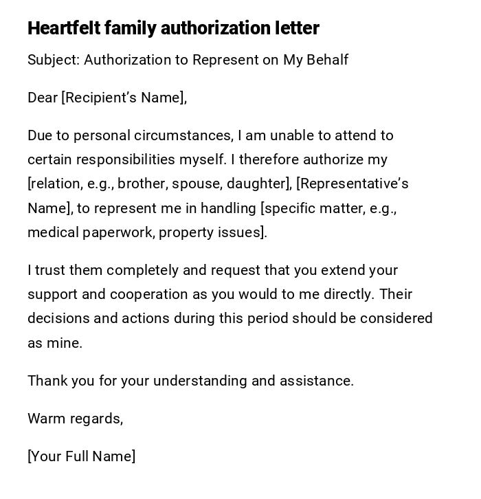 Heartfelt family authorization letter Heartfelt family authorization letter