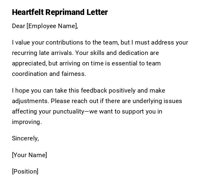 Heartfelt Reprimand Letter Heartfelt Reprimand Letter