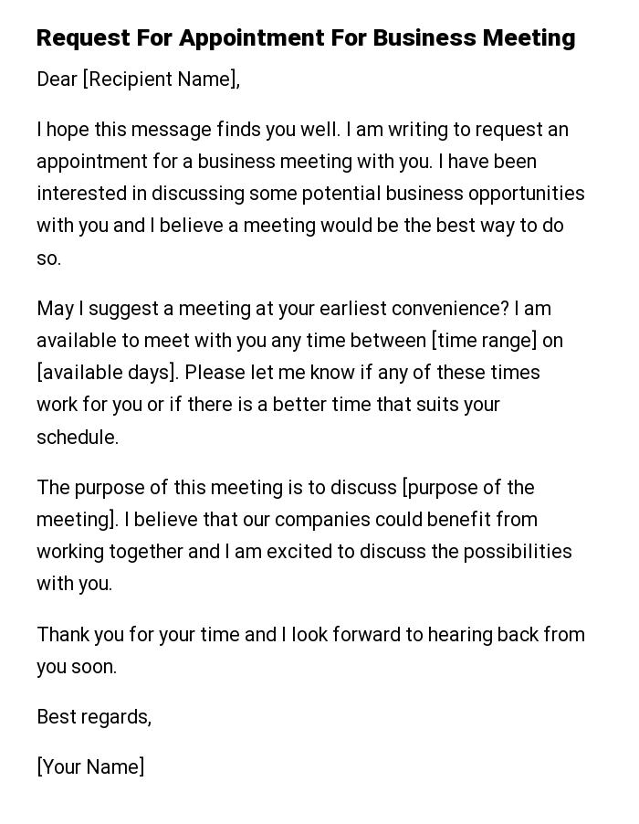 Request For Appointment For Business Meeting
