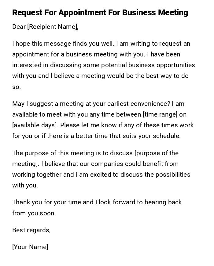 Request For Appointment For Business Meeting