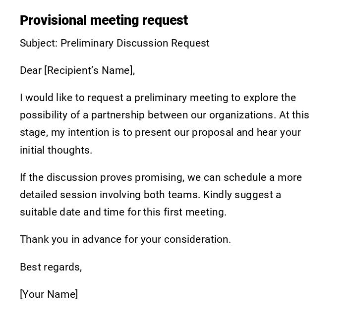 Provisional meeting request Provisional meeting request