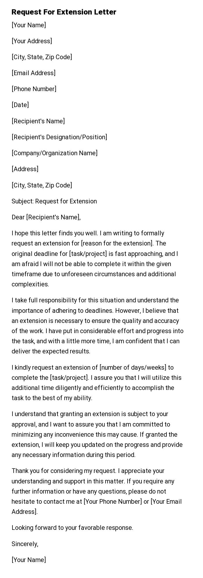 Request For Extension Letter