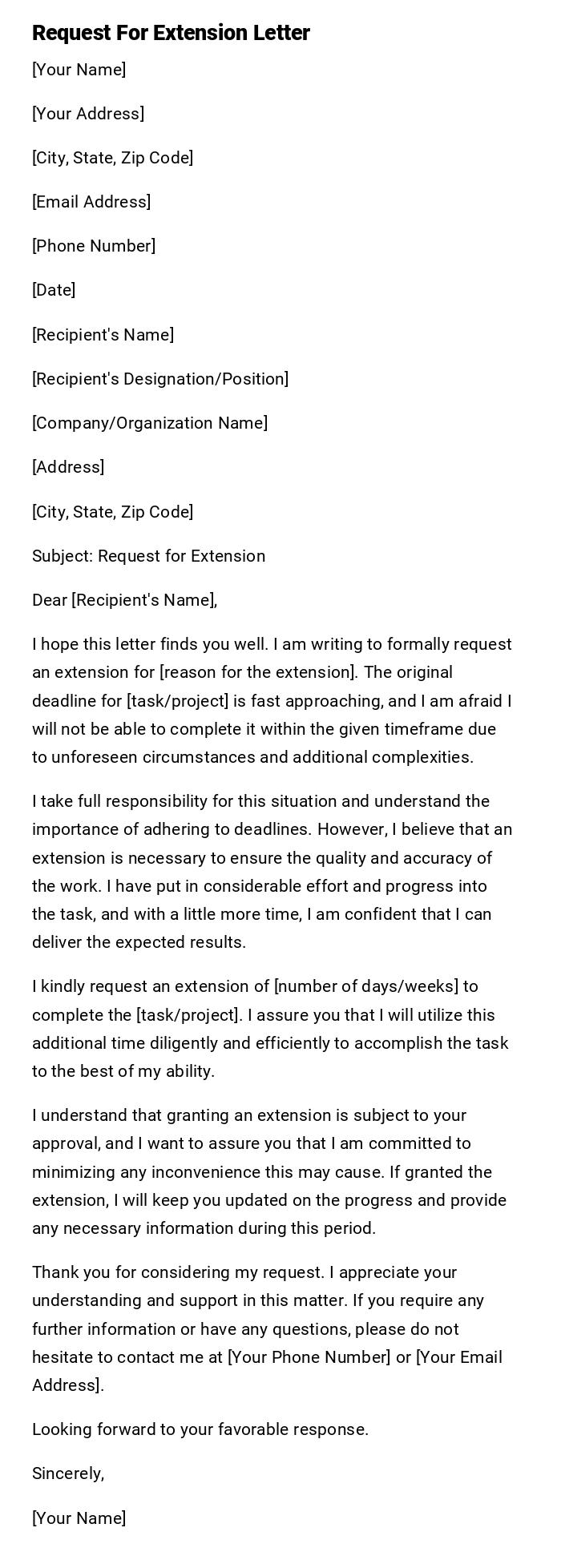 Request For Extension Letter