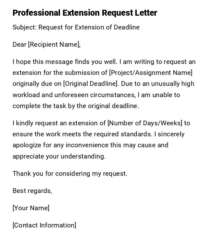 Professional Extension Request Letter Professional Extension Request Letter