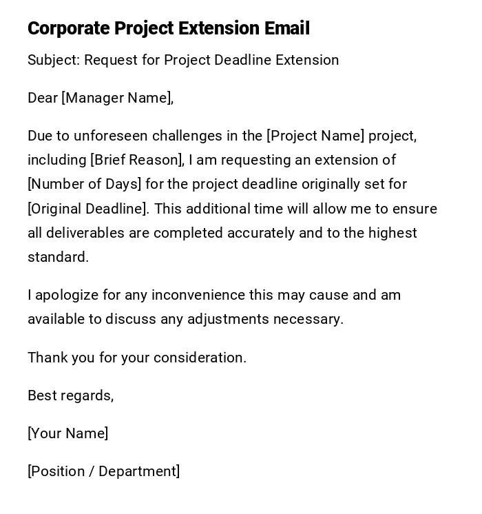 Corporate Project Extension Email Corporate Project Extension Email