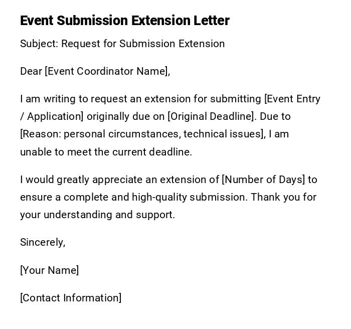 Event Submission Extension Letter Event Submission Extension Letter