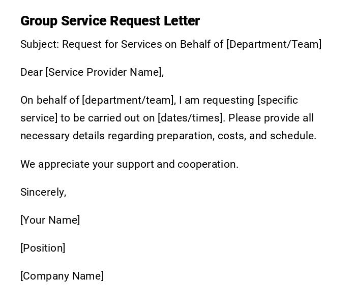 Group Service Request Letter Group Service Request Letter