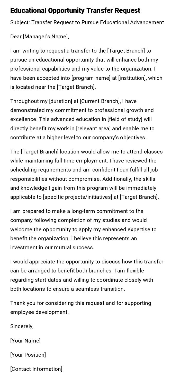 Educational Opportunity Transfer Request Educational Opportunity Transfer Request